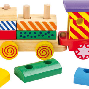 TRAIN MULTICOLORE A TIRER EN BOIS REF 3498