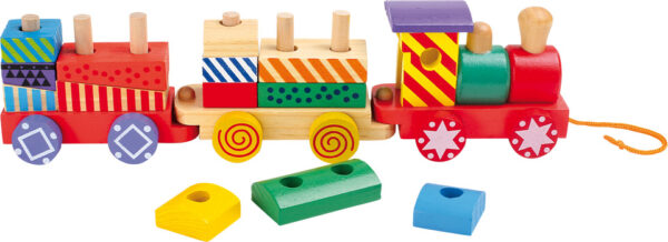 TRAIN MULTICOLORE A TIRER EN BOIS REF 3498