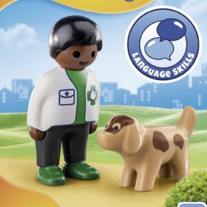 PLAYMOBIL 1.2.3 VETERINAIRE AVEC CHIEN REF 70407