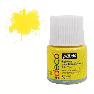 PEBEO PEINTURE DECO ACRYLIQUE JAUNE CITRON REF 204056