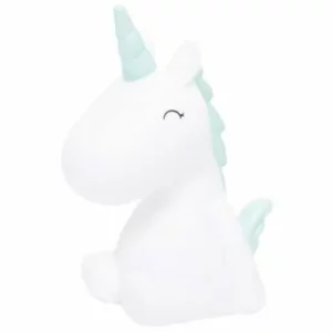 MINI VEILLEUSE LICORNE BLANCHE CRINIERE BLEUE