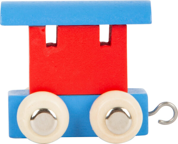 TRAIN DE LETTRE WAGON ROUGE ET BLEU EN BOIS REF 10348