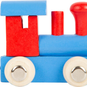TRAIN DE LETTRE LOCOMOTIVE ROUGE ET BLEU EN BOIS REF 10349