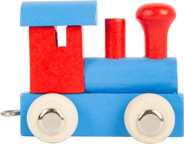 TRAIN DE LETTRE LOCOMOTIVE ROUGE ET BLEU EN BOIS REF 10349