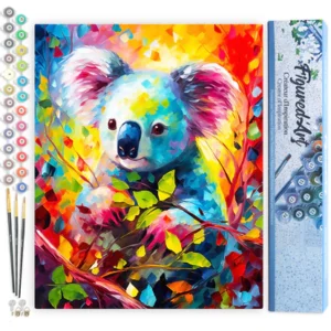 FIGURED’ART PEINTURE PAR NUMEROS KOALA COLORE ABSTRAIT TOILE ROULEE REF FA10201